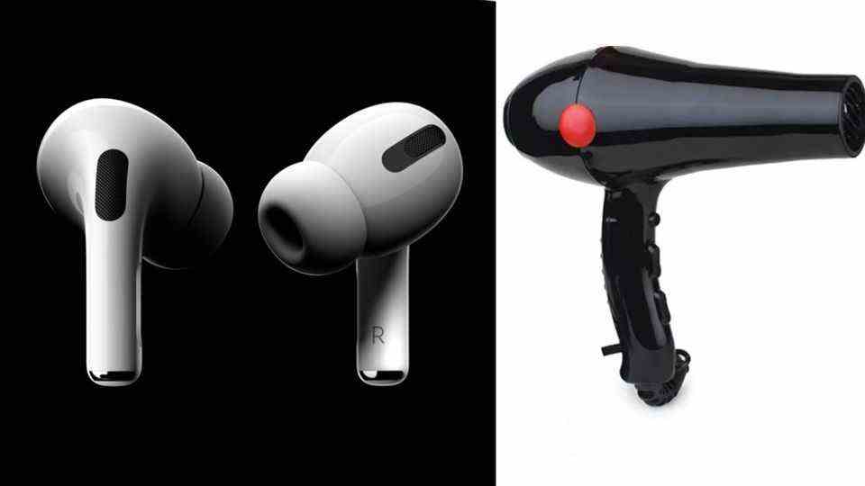 Apple's new AirPod Pro look a bit like a hair dryer.