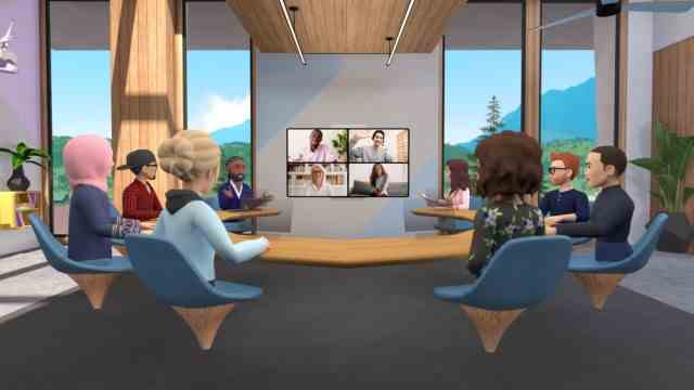 Virtual Reality: Treffen sich ein paar Avatare ... Die Illustration zeigt, wie sich Facebook Meetings im virtuellen Raum vorstellt.