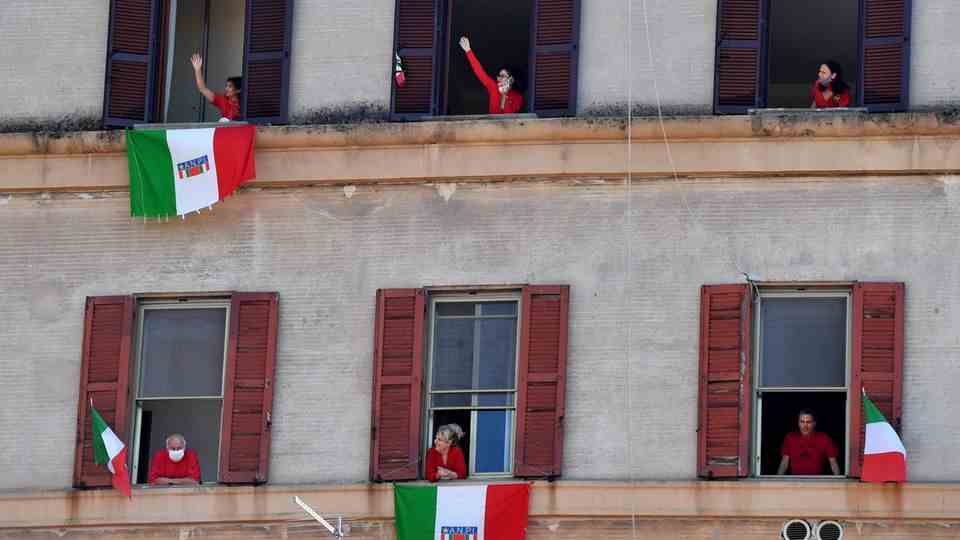 Residents of Rome who have not been allowed to leave their homes because of the lockdown