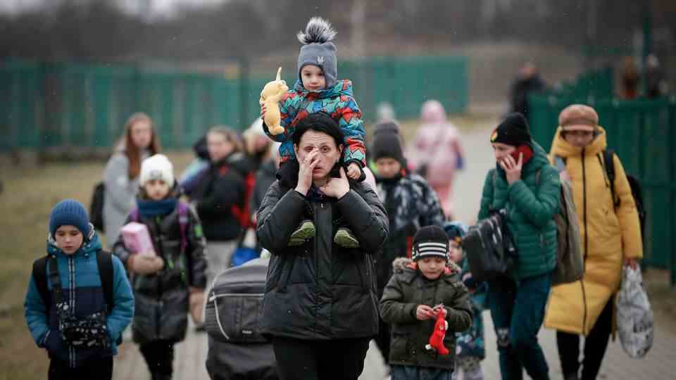Refugees from Ukraine, mostly women with children, come to Western Europe