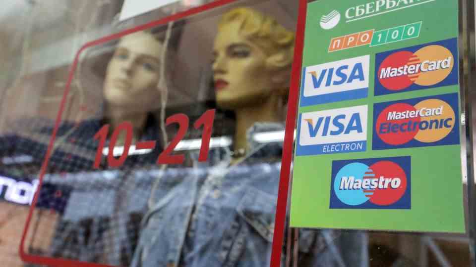 Visa, Mastercard and American Express are suspending their business in Russia.  Credit cards from non-Russian banks can no longer be used in Russia.  Cards issued by Russian banks from the three US payment providers no longer work abroad and can only be used in Russia until their expiration date.  Visa and Mastercard accounted for 74 percent of debit and credit card payments in Russia in 2020.  Numerous Russian institutes are now working feverishly to introduce Chinese credit cards.
