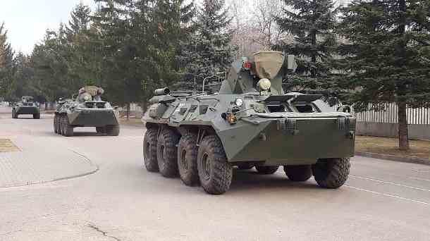Belarussische Truppen in einer Provinz nahe der ukrainischen Grenze (Archivbild): Belarus plane keine Beteiligung an der russischen Invasion. (Quelle: imago images/UPI Photo)