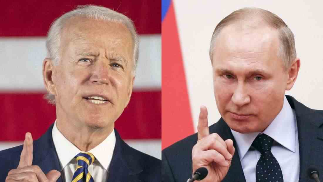 US-Präsident Joe Biden und der russischen Präsidenten Wladimir Putin sind Kontrahenten in der Ukraine-Krise (Collage).