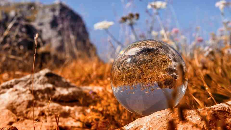 Everything is upside down.  It should be the same with crystal ball photography
