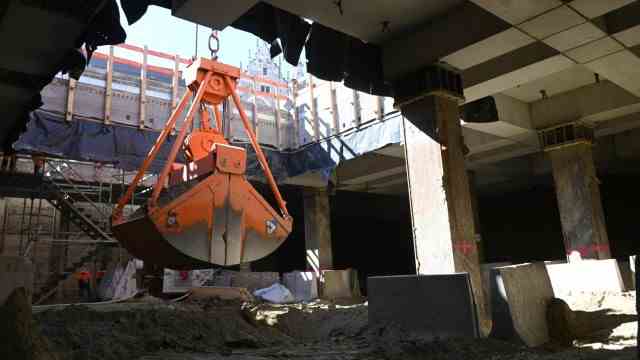 Five years after the ground-breaking ceremony, levels of the new train station are being excavated level by level.