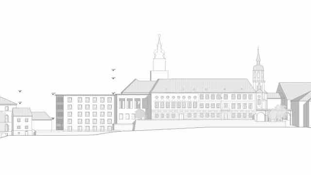 Domberg: This is how the new building of the seminar house could look, with a loggia it should be connected to the old residence.