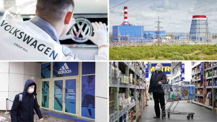 German corporations: They have relied on Russia in the past (clockwise from top left): VW built its own plant, Uniper has a stake in the power plant operator Unipro, Metro and Adidas each have their own locations in the country.