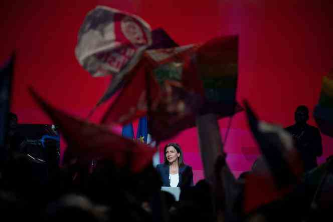 Paris mayor and Socialist Party presidential candidate Anne Hidalgo delivers a speech during a campaign rally in Toulouse on March 26, 2022. 