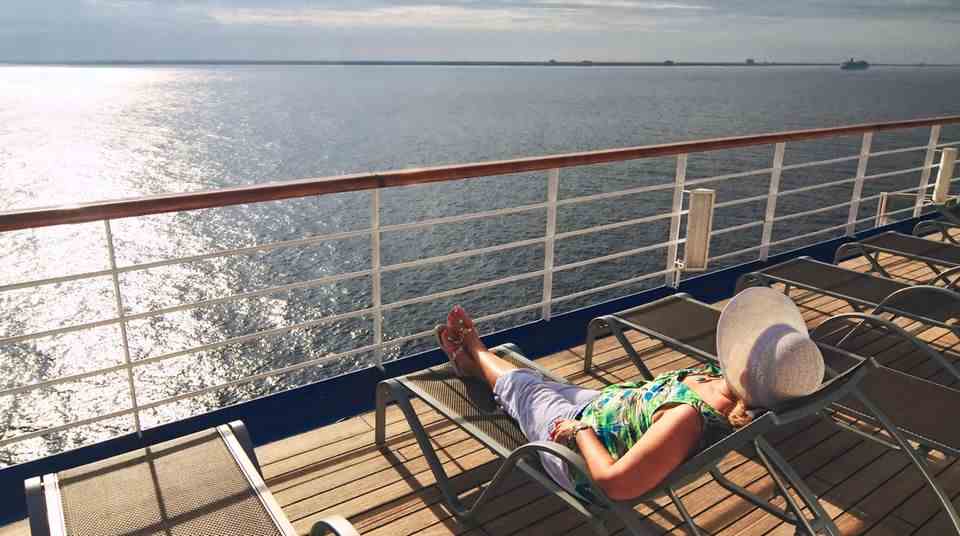 Image 1 of 7 of the photo series to click: days at sea are part of relaxing days on board a cruise ship