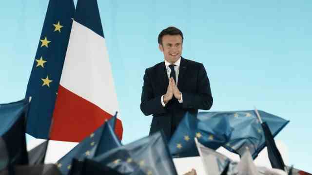 Presidential election: In the lead: Emmanuel Macron greets his supporters after the announcement of the election results.