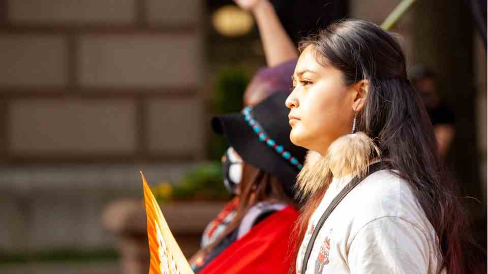 Native Americans protest at the Capitol in Washington