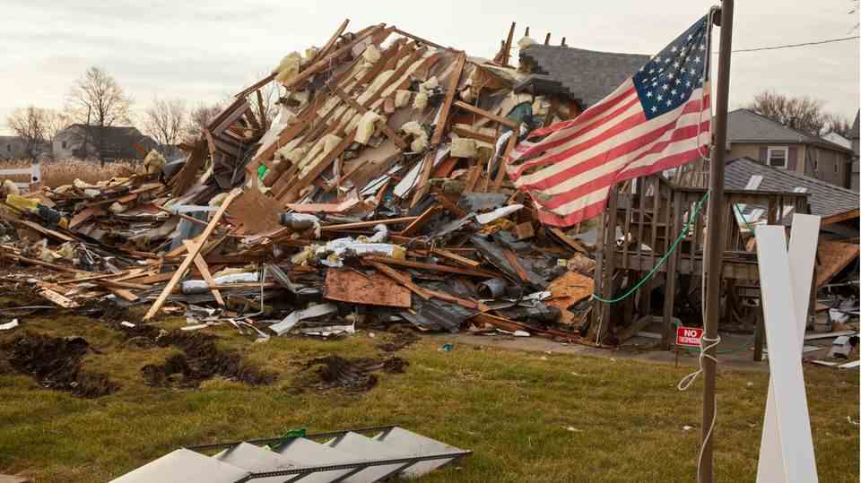 Debris of a house after Hurricane Sandy in the USA