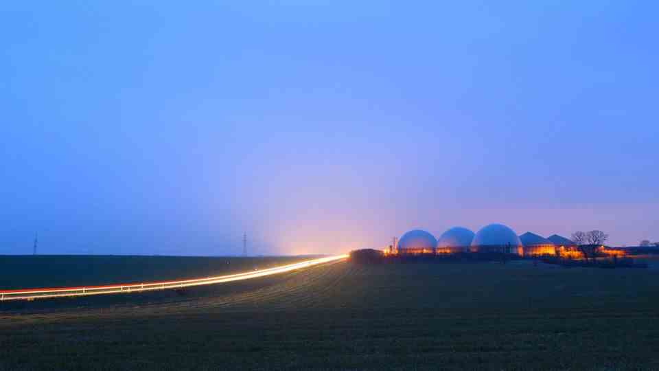 Biogas plant in the morning light in Saxony-Anhalt