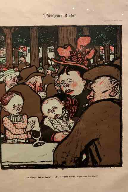 New Bavaria exhibition: Munich children, intoxicated, drawing from 1903 from the Simplicissimus.