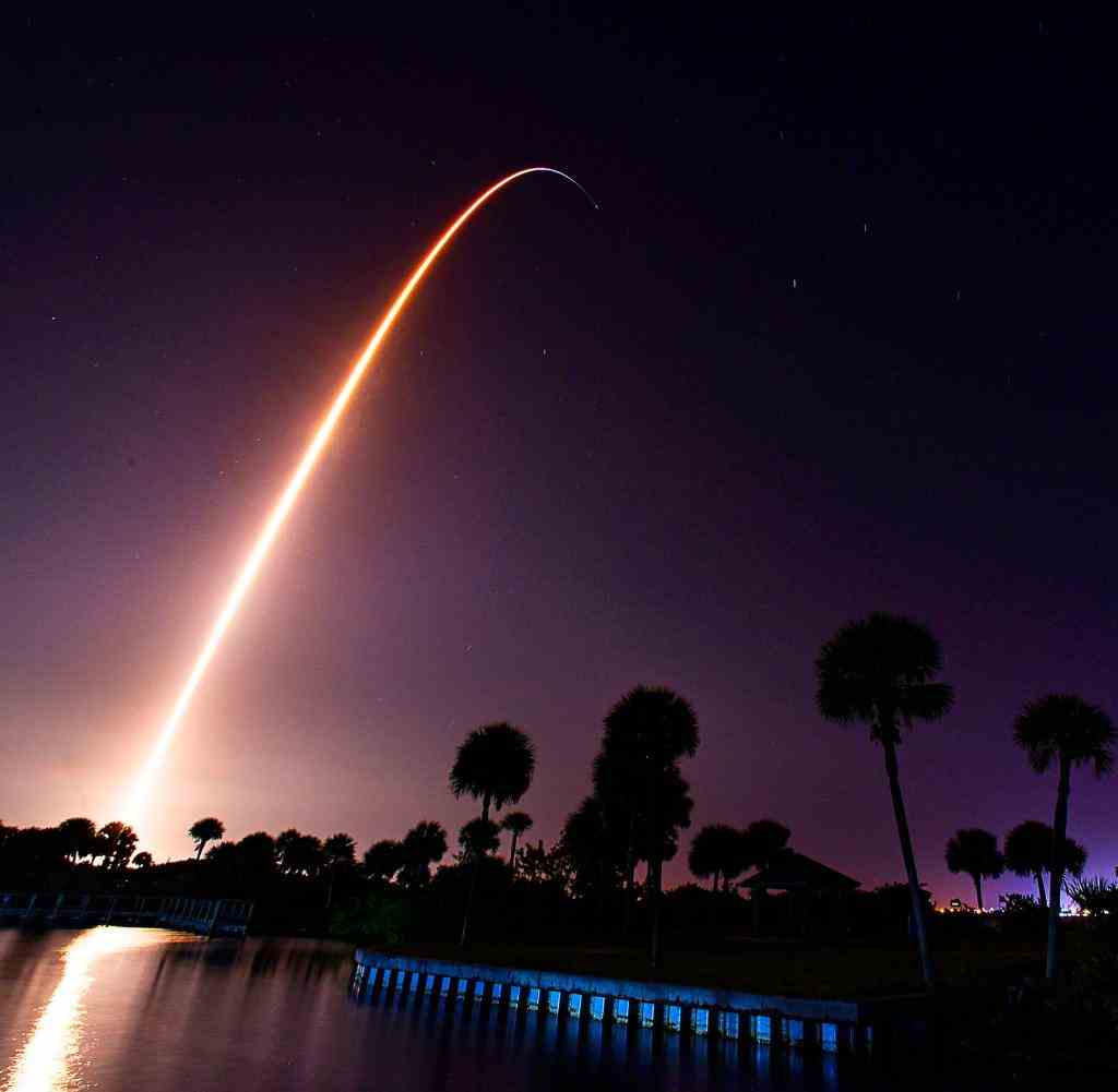 Launch of the SpaceX Falcon rocket with the astronauts on board