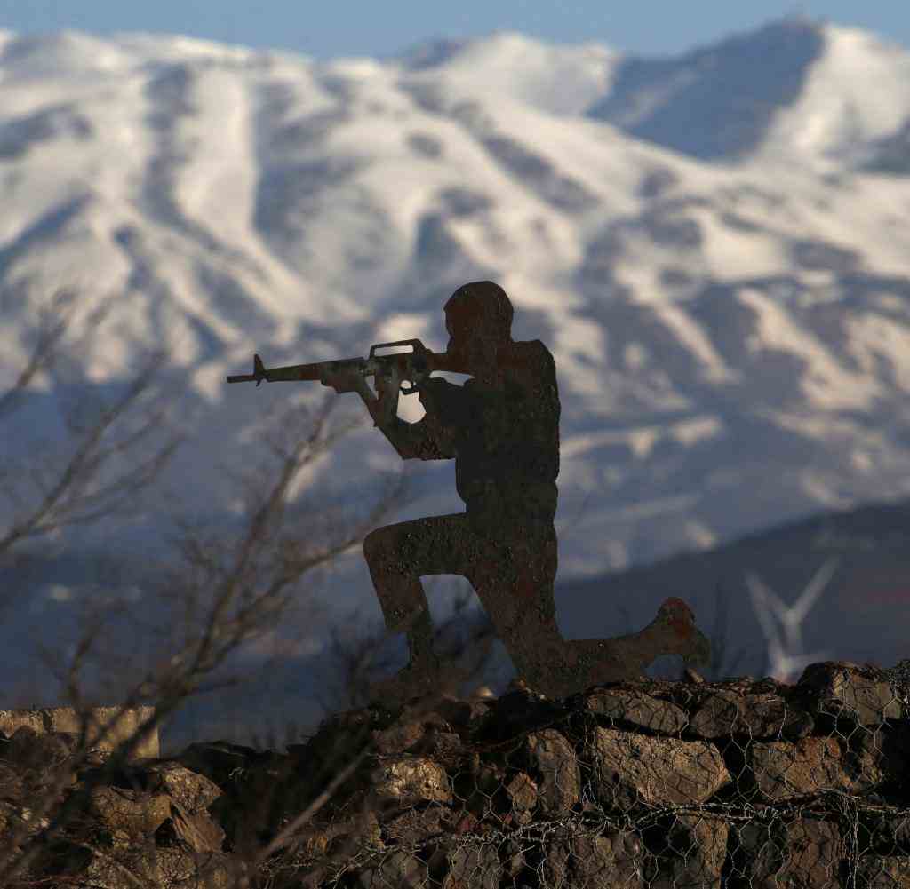 Israeli soldier in the Golan Heights near the Syrian border