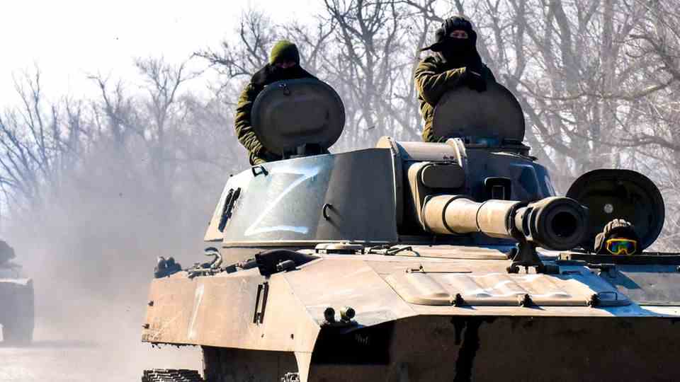 Ukraine War: Tanks of Russia drive on a road