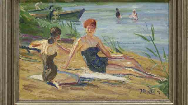 Exhibition in Prien: Julius Exter, Bathers on the Chiemsee beach, around 1925.