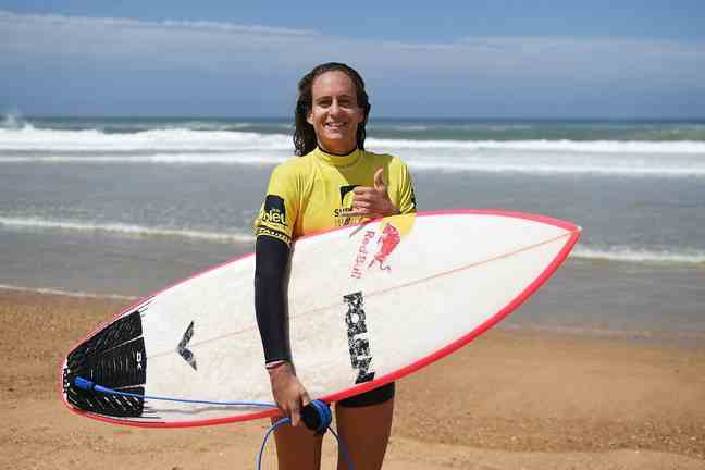 Surfer Justine Dupont, here in July 2020 during the Federation Cup in Hossegor (Landes). 