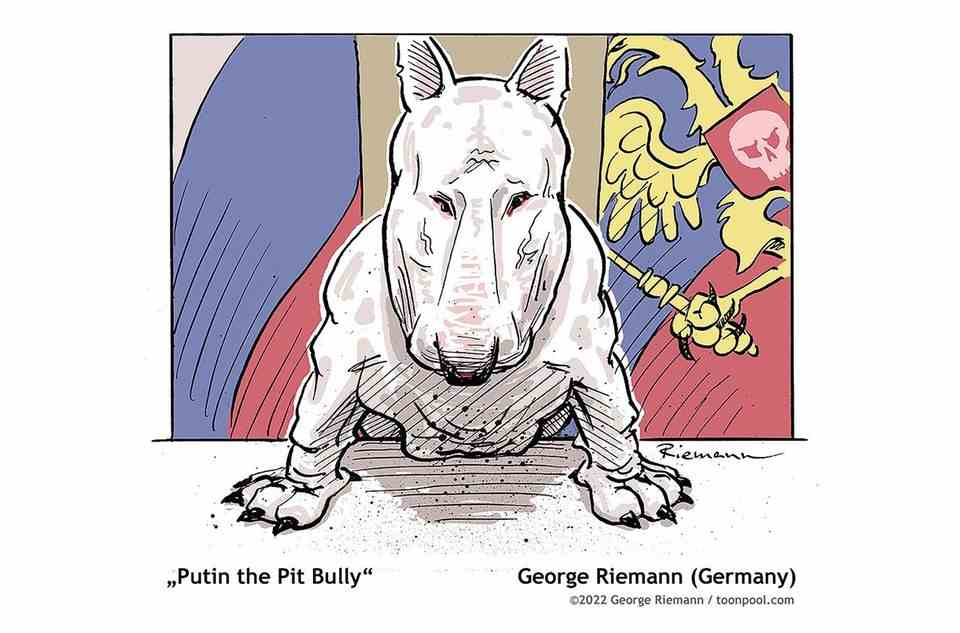 Virtual cartoon exhibition: Blood on Putin's shoes: This is how international cartoonists see the war in Ukraine