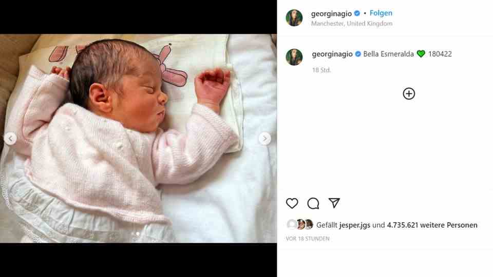 Vip News: Ronaldo and Georgina Rodriguez' daughter is called Bella Esmeralda