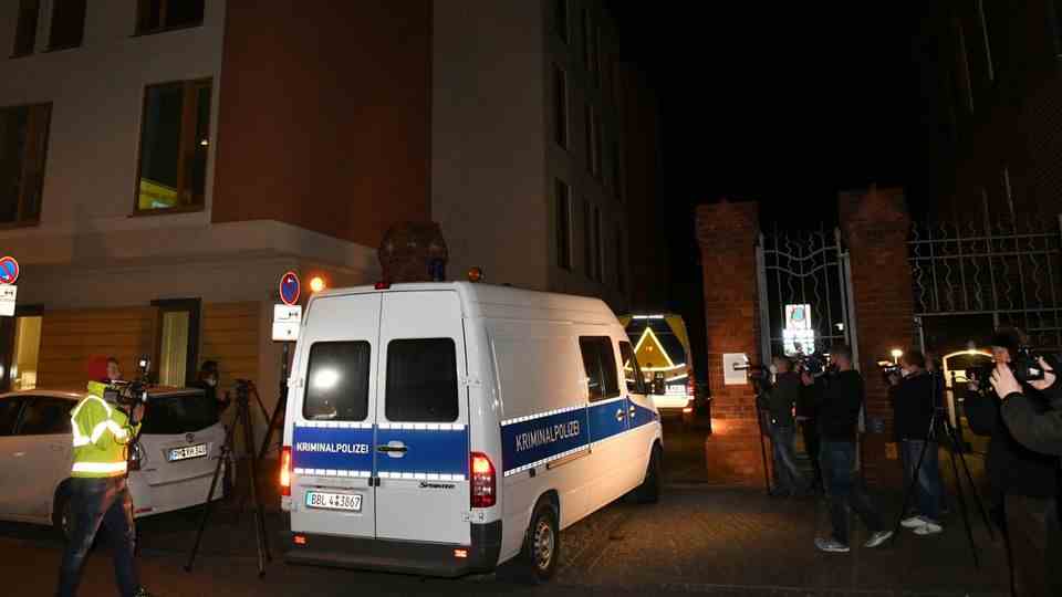 Police vehicle at the crime scene in Potsdam