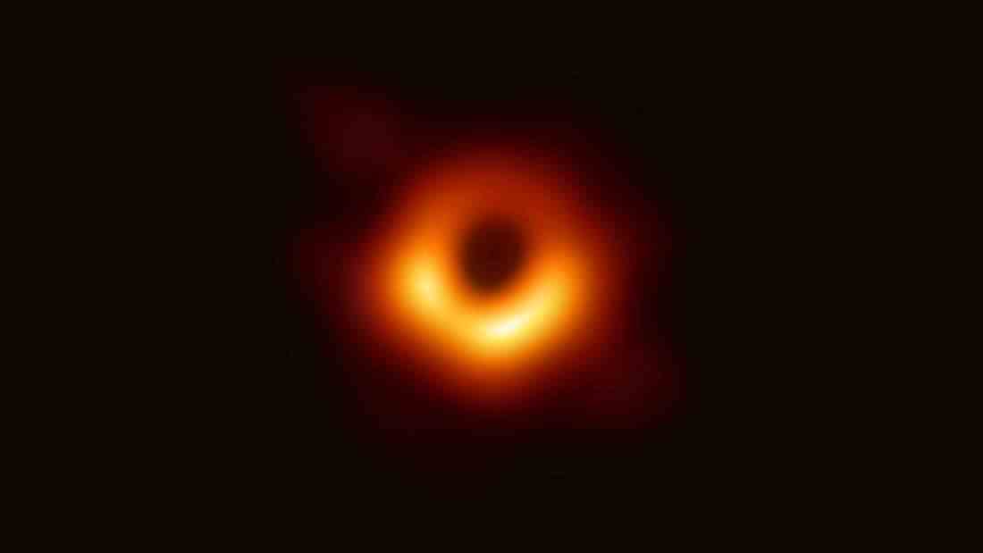 In April 2019, the Event Horizon Telescope Collaboration presented this image.  It is the first visual evidence of a supermassive black hole.  (archive image)