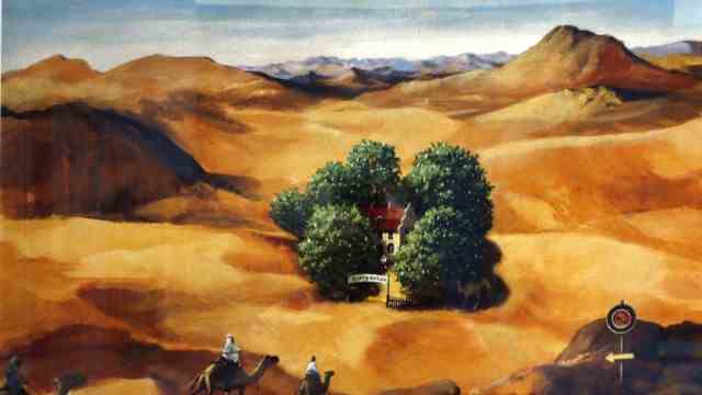 Exhibition: The Theme "missionary death" is dedicated to by the caricaturist with this landscape image.