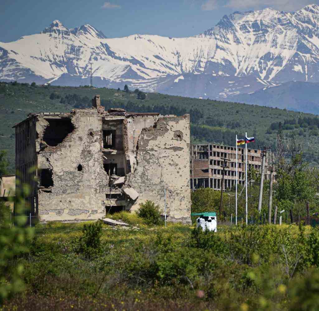 NIKOZI VILLAGE, GEORGIA - 2022/05/15: A view near Nikozi Village, a Russian-occupied Georgian territory, on the outskirts of Tskhinvali city in South Ossetia. Georgia's Tskhinvali region is a disputed territory that was invaded by Russian armed forces in 2008. Since then, Russia has maintained control over this area, while at the same time attempting to shift its de-facto border further south into Georgia's territory. In 2019, Russia announced that they would be removing checkpoints in order to allow residents or visitors who need emergency access into or out of South Ossetia to pass freely without being searched or detained. Today, South Ossetia's de facto region, which is under the control of Russia, is recognized as an active part of Georgia's sovereign territory. (Photo by Nicolo Vincenzo Malvestuto/SOPA Images/LightRocket via Getty Images)