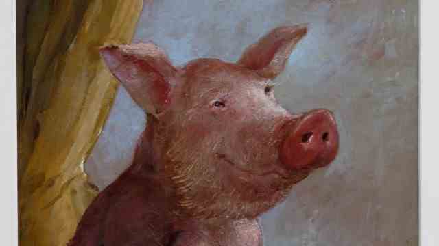 Exhibition: It looks content, the pig whose picture is the title "Eberhard" carries.