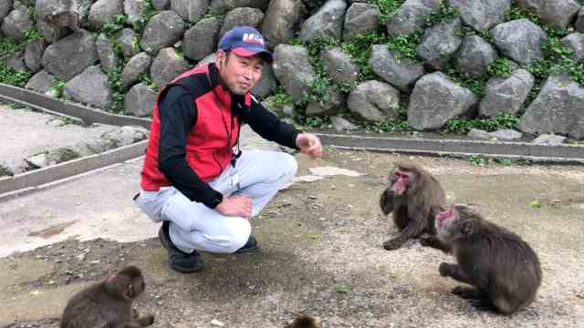 Animals: Yakei (centre) with attendant Satoshi Kimoto