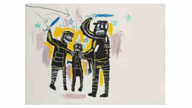 Exhibition Jean-Michel Basquiat: The works of Jean-Michel Basquiat as "jailbirds" (1983) fetch millions at auction.