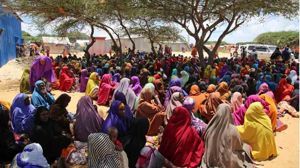 Somalis in a camp in the suburbs of the capital Mogadishu
