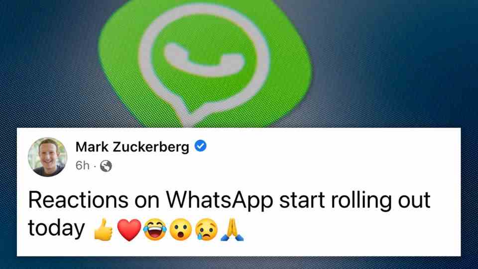 Meta boss Mark Zuckerberg announces emoji reactions on WhatsApp.