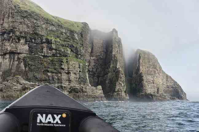 Fast and agile, the inflatable boats of the NAX company allow you to get as close as possible to the cliffs of Hestur.