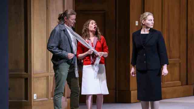 Five favourites: The young generation turns Wagner's intolerant folk festival into a party - casual, un-German: Klaus Florian Vogt as Walther von Stolzing, Heidi Stober as Eva and Annika Schlicht as Magdalena.
