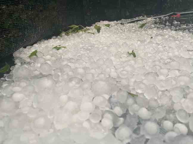 Hailstones in the town of Ludon-Médoc (Gironde)
