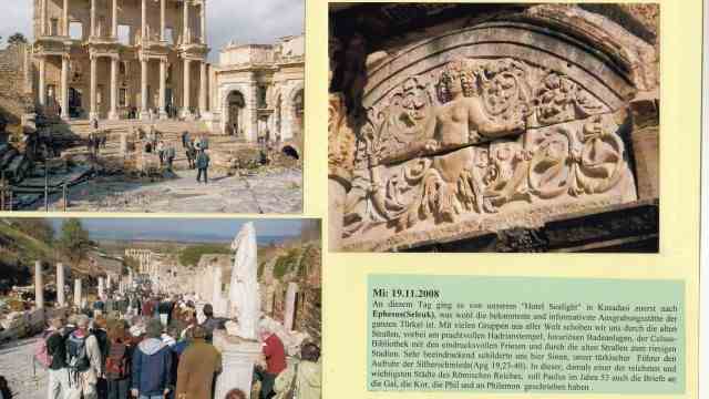 Adult education in the district: A page from Klemens Siebert's travel diary as a reminder of the study trip to Ephesus in 2008.