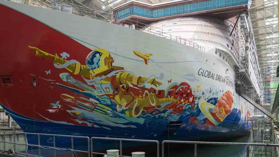 Colorful painting of the cruise ship