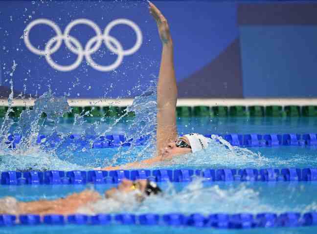 Léon Marchand finished 6th in the 400m medley final at the Tokyo Olympics on July 25, 2021.