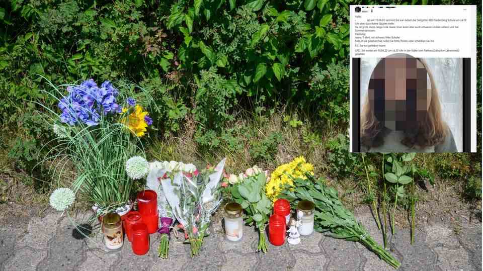 Flowers and candles where the killed girl was found in Salzgitter;  Facebook search call