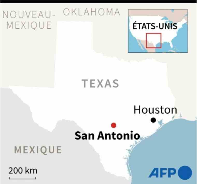Map locating San Antonio, Texas (USA), where a truck containing dozens of dead migrants was found on June 27 (AFP / )