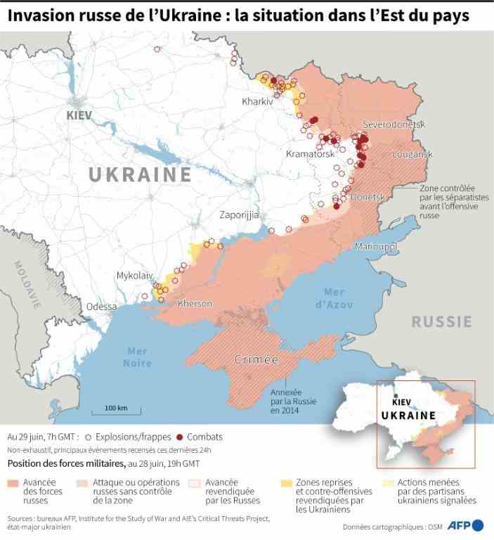 Map of the situation in Ukraine as of June 29 at 7 a.m. GMT (AFP /)