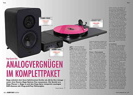 AUDIO TEST Issue 05 2022 Magazine HiFi Magazine Rega Kyte Compact Speakers io Amplifier Planar 1 Turntable Loudspeaker Auerbach Verlag Test Review July Content
