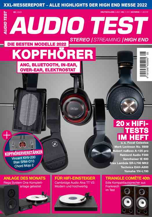 AUDIO TEST Issue 05 2022 HiFi Review Magazine Issue Buy Order Shop Subscription Digital E-Paper Loudspeakers Turntables Headphones Auerbach Verlag July Cover