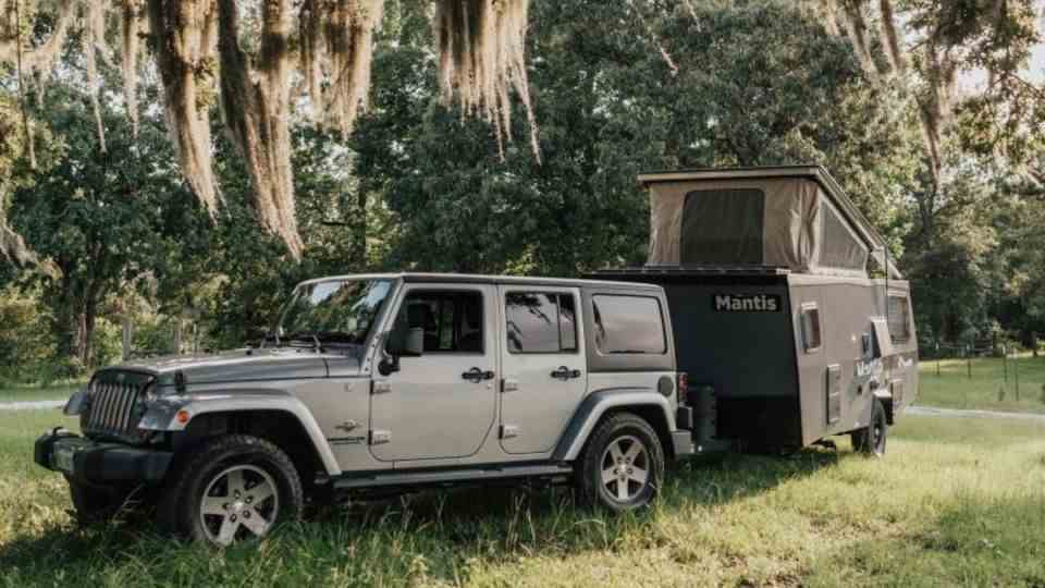 The trailer is all-terrain, but can also be moved by a family van on trails.