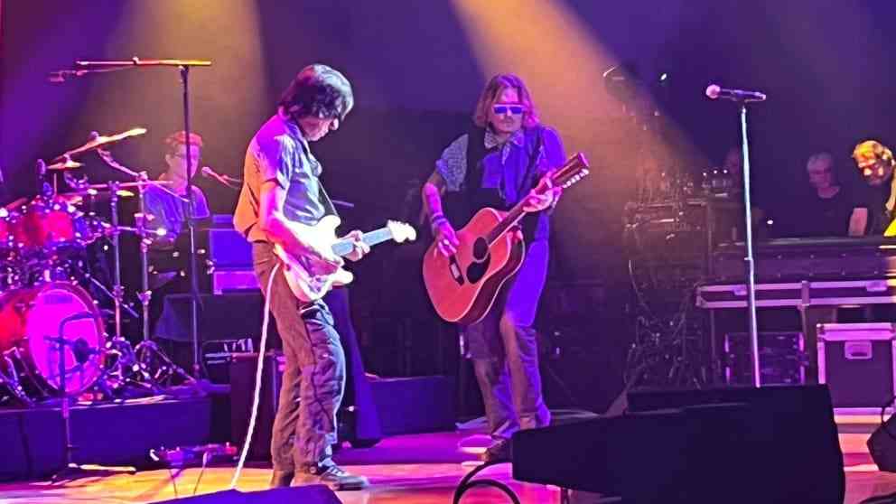 On stage with guitar legend Jeff Beck: Hollywood star Johnny Depp