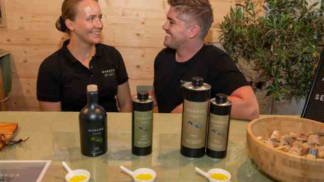 Munich International Crafts Fair: Three types of olive oil from Greece.