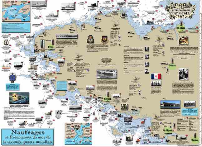 The final map focuses on ships and planes that sank during World War II. 