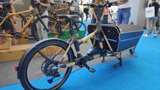 Eurobike: My Boo from Kiel builds bicycles out of bamboo.  They presented their first cargo bike at the Eurobike.